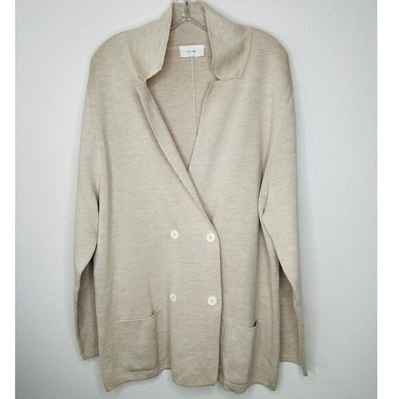 The Row Chopok Cream Double Breasted Wool & Silk Cardigan Sweater Jacket L - Picture 2 of 13